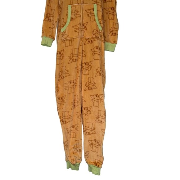 Disney Lucas Film Baby Yoda Pajamas Womens S 4 6 Fleece Costume One Piece PJs - Picture 5 of 10
